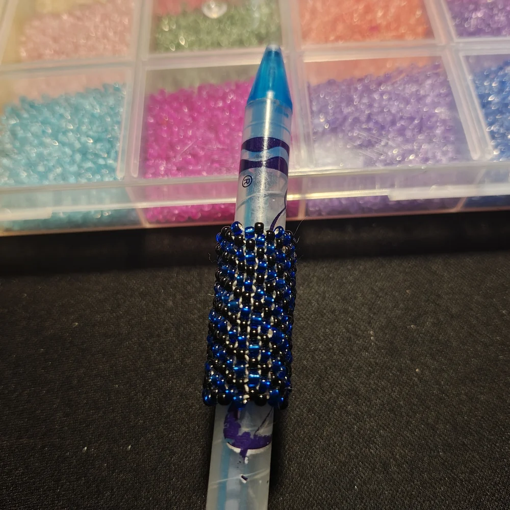 Dreadlock Bead Handmade Black & Blue Spiral Seed Bead Hair Jewelry Peyote Charm